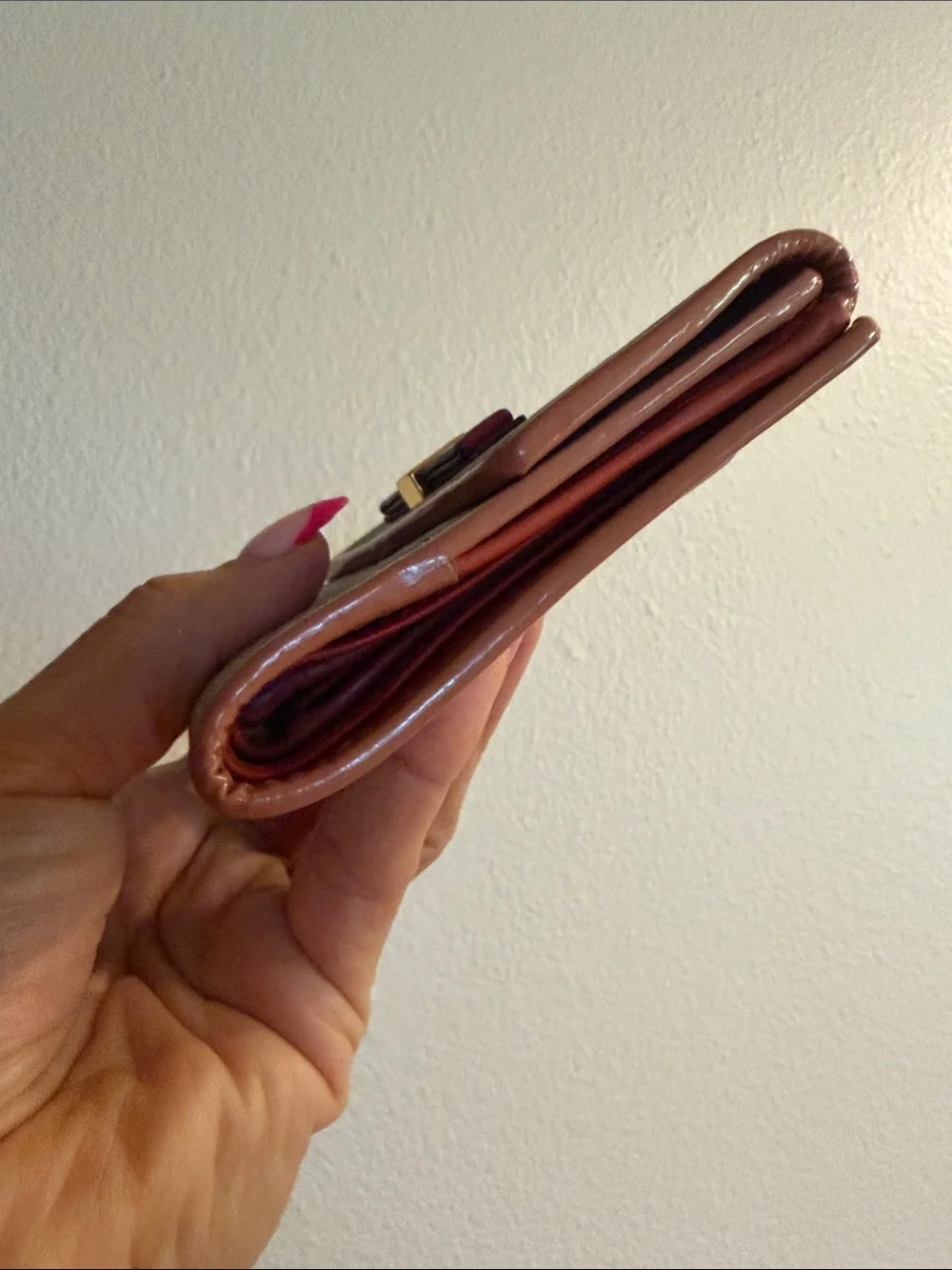 Gucci GG Monogram Wallet with Burgundy Bow and Brown Trim
